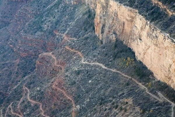 AZ, Arizona, Grand Canyon National Park, South Rim, Bright Angel Trail, from the