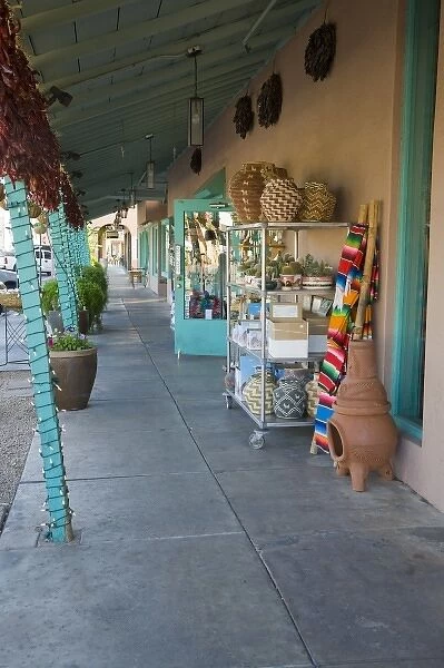 AZ, Arizona, Scottsdale, Old Town Scottsdale, shop fronts with covered walkway