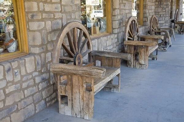 AZ, Arizona, Scottsdale, Old Town Scottsdale, unique wagon wheel chairs under covered