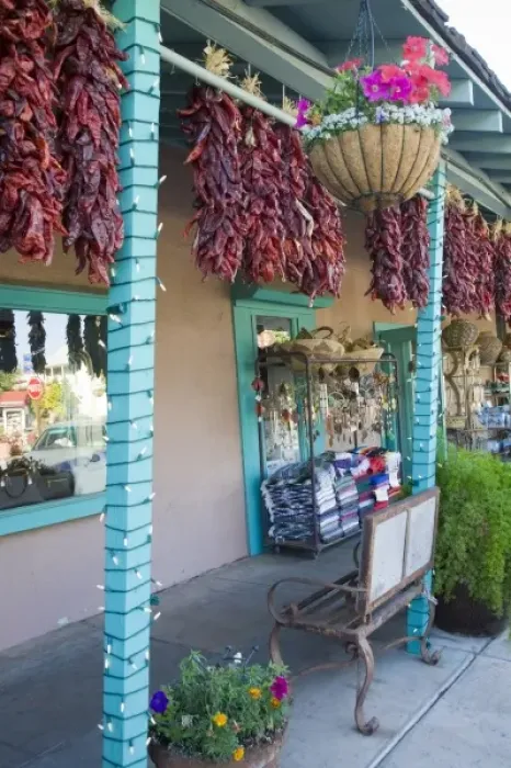 Framed Print : AZ, Arizona, Scottsdale, Old Town Scottsdale, chili ristras and covered walkway Framed Print : AZ, Arizona, Scottsdale, Old Town Scottsdale, chili ristras and covered walkway