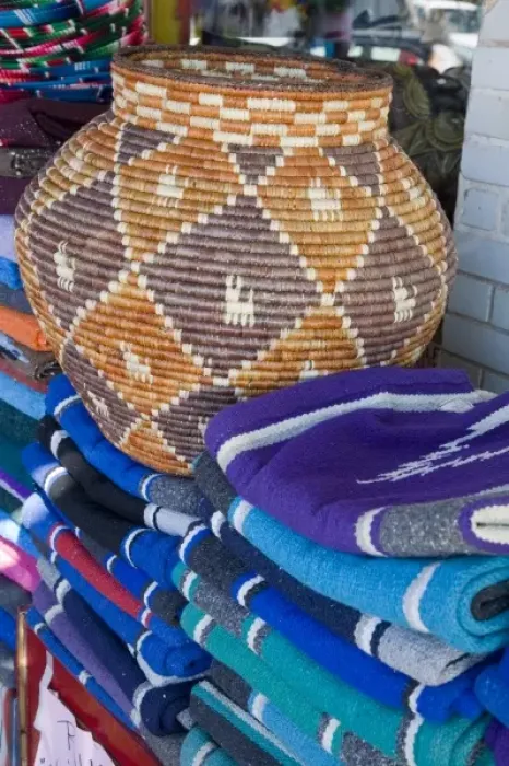 Framed Print : AZ, Arizona, Scottsdale, Old Town Scottsdale, Mexican imports, basket and blankets Framed Print : AZ, Arizona, Scottsdale, Old Town Scottsdale, Mexican imports, basket and blankets