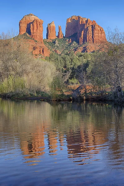 AZ, Arizona, Sedona, Crescent Moon Recreation Area, Red Rock Crossing; Cathedral Rock