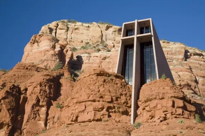 Framed Print : AZ, Arizona, Sedona, Red Rock Country, Chapel of the Holy Cross, designed by Marguerite