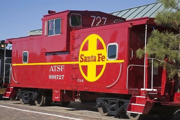 AZ, Arizona, Williams, home of the Grand Canyon Railway, old red caboose