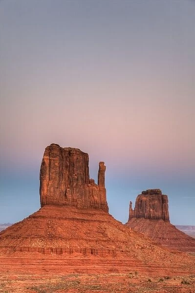 AZ, Monument Valley, The Mittens, after sunset