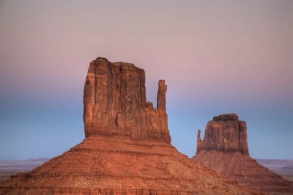 AZ, Monument Valley, The Mittens, after sunset