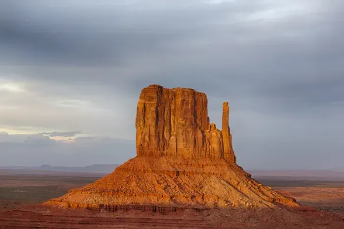 Framed Print : AZ, Monument Valley, West Mitten and storm clouds