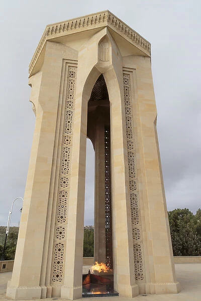 Azerbaijan, Baku. The Eternal Flame memorial in Dagustu park