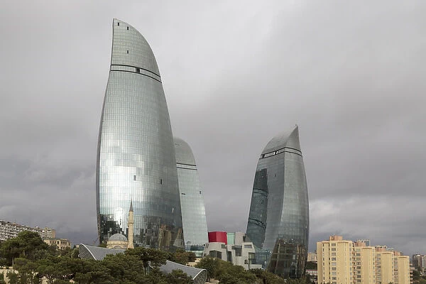 Azerbaijan, Baku. The Flame Towers of Baku