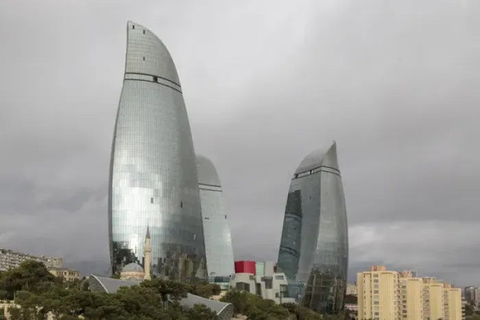 Framed Print : Azerbaijan, Baku. The Flame Towers of Baku Framed Print : Azerbaijan, Baku. The Flame Towers of Baku