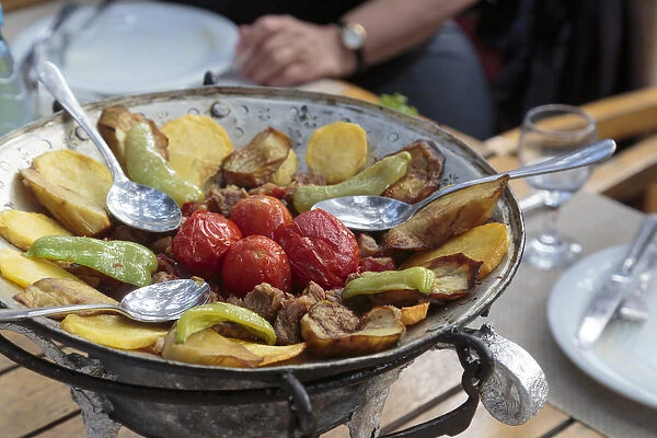 Azerbaijan, Baku. A meal of cooked vegetables in Baku