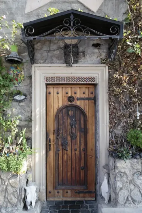 Framed Print : Azerbaijan, Baku. A wooden front door covered with large iron rivets Framed Print : Azerbaijan, Baku. A wooden front door covered with large iron rivets