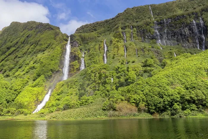 Framed Print : Azores, Portugal. Waterfall dropping into Lagoa dos Patos on Flores Island Framed Print : Azores, Portugal. Waterfall dropping into Lagoa dos Patos on Flores Island