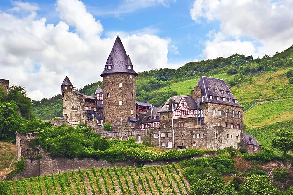 Bacharach, Germany, Stahleck Castle, Schloss Stahleck and Vineyards above the Moselle