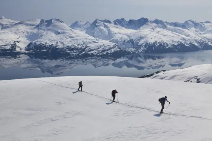 Framed Print : Backcountry skiing in Prince William Sound