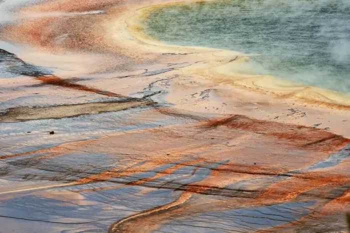 Framed Print : Bacterial mat pattern from elevated view, Grand Prismatic Spring Framed Print : Bacterial mat pattern from elevated view, Grand Prismatic Spring