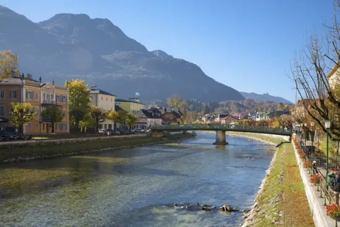 Framed Print : Bad Ischl, Upper Austria, Austria - An old world cityscape set on a waterway. Horizontal Framed Print : Bad Ischl, Upper Austria, Austria - An old world cityscape set on a waterway. Horizontal