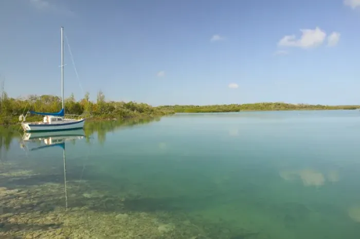 Framed Print : BAHAMAS- Abacos-Little Abaco Island-Coopers Town: Solitary Boat