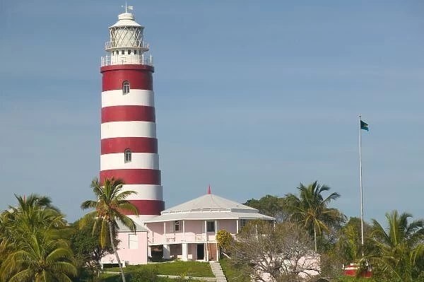 BAHAMAS, Abacos, Loyalist Cays, Elbow Cay, Hope Town: Elbow Cay Lighthouse  /  Morning