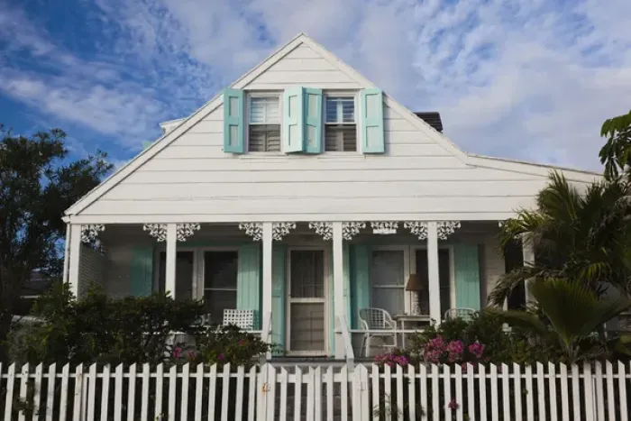 Framed Print : Bahamas, Eleuthera Island, Harbour Island, Dunmore Town, Colonial-era house along