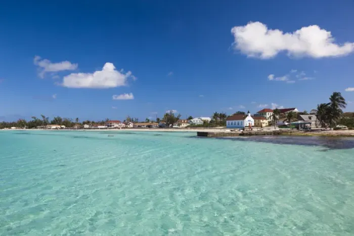 Framed Print : Bahamas, Eleuthera Island, Tarpum Bay, town beach