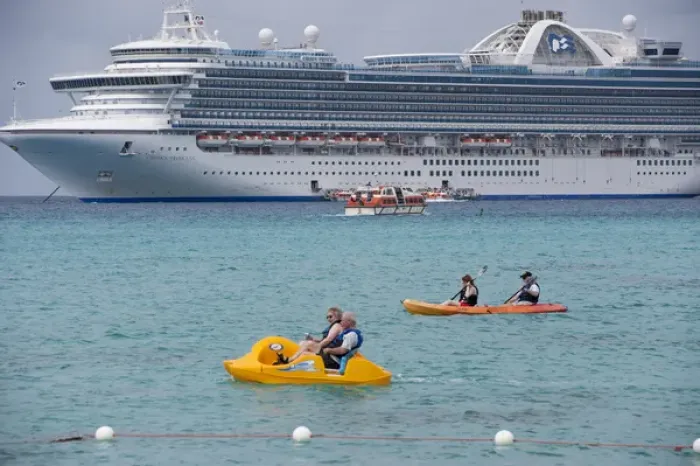 Framed Print : Bahamas, Eleuthera, Princess Cays, Crown Princes, cruise ship, paddleboat, kayak, tender Framed Print : Bahamas, Eleuthera, Princess Cays, Crown Princes, cruise ship, paddleboat, kayak, tender