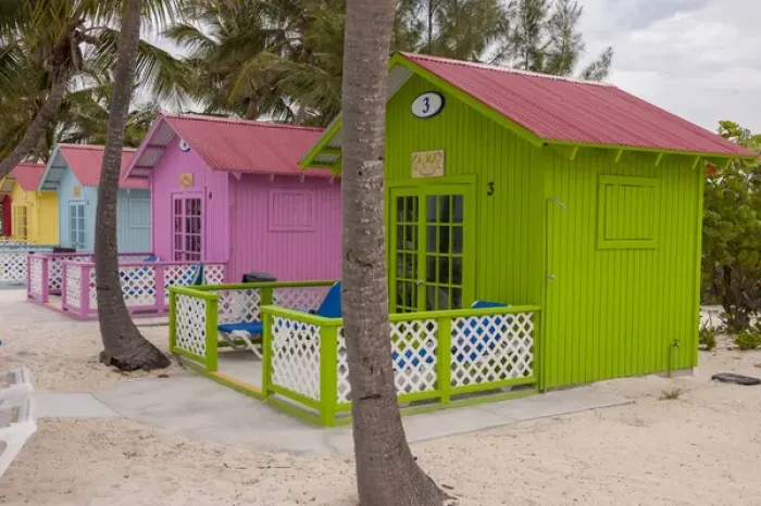 Framed Print : Bahamas, Eleuthera, Princess Cays, beach bungalow Framed Print : Bahamas, Eleuthera, Princess Cays, beach bungalow