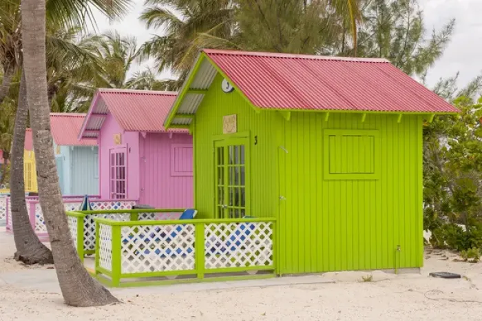 Framed Print : Bahamas, Eleuthera, Princess Cays, beach bungalow