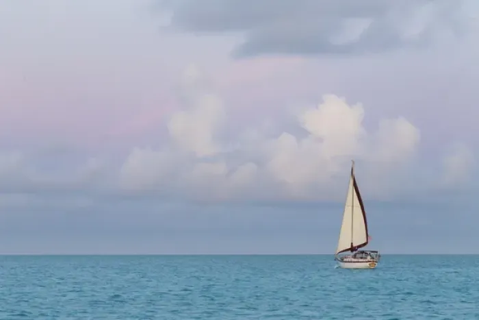 Framed Print : Bahamas, Exuma Island. Sailboat at sunset. Credit as: Don Paulson  /  Jaynes Gallery  /  DanitaDelimont