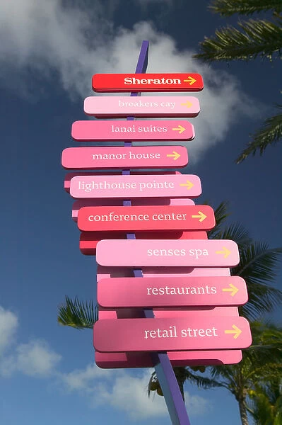 BAHAMAS-Grand Bahama Island-Lucaya: Signage at the Sheraton Complex