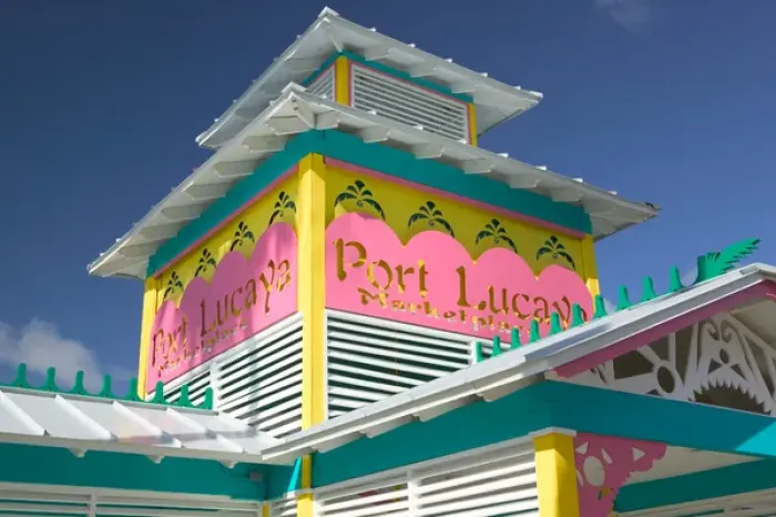 Framed Print : BAHAMAS-Grand Bahama Island-Lucaya: Port Lucaya Marketplace Sign
