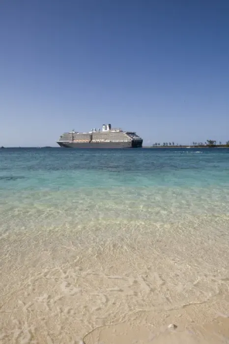 Framed Print : Bahamas, New Providence Island, Cruise ship sails past Cable Beach Framed Print : Bahamas, New Providence Island, Cruise ship sails past Cable Beach