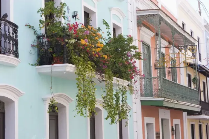 Framed Print : A balcony garden above the streets of Old San Juan, Puerto Rico