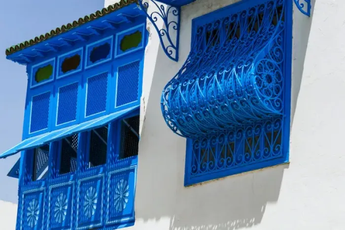 Framed Print : Balcony and window, Sidi Bou said, Tunisia, North Africa, Africa Framed Print : Balcony and window, Sidi Bou said, Tunisia, North Africa, Africa
