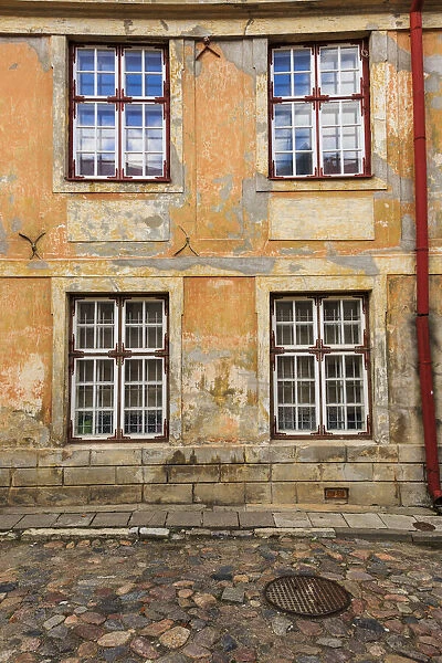 Baltic States, Estonia, Tallinn. Tallinn Old Town, city windows with peeling paint