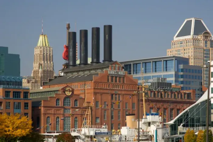 Framed Print : BALTIMORE, MARYLAND. USA. Renovated buildings, Baltimore Waterfront