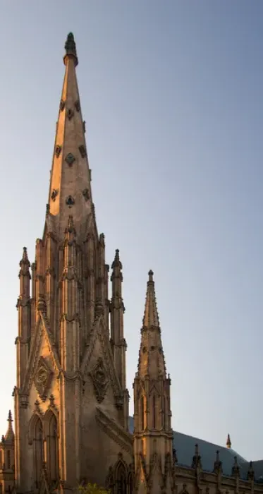 Framed Print : BALTIMORE, MARYLAND. USA. Spires of the First and Franklin Street Presbyterian Church at sunset