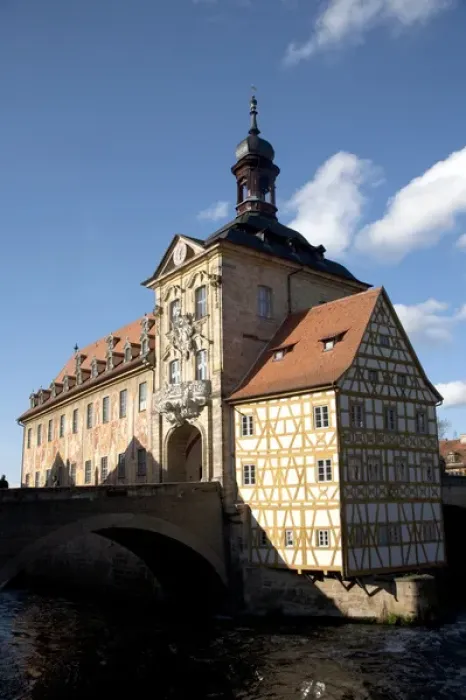 Framed Print : BAMBER17934-2012-BARTRUFF. CR2 - Old City Hall located atop the bridge over the River