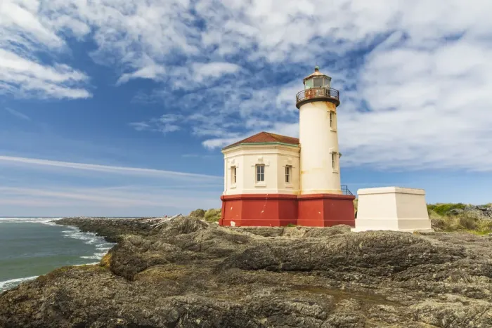 Framed Print : Bandon, Oregon, USA. The Coquille River Lighthouse on the Oregon coast Framed Print : Bandon, Oregon, USA. The Coquille River Lighthouse on the Oregon coast