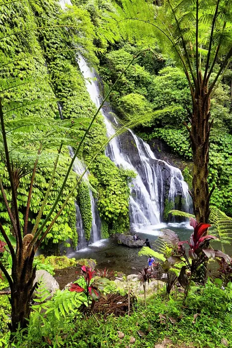 Framed Print : Banyumala Twin Waterfalls, located in the North Bali region near the village of Wanagiri, is a hidden gem that offers a serene and picturesque natural setting