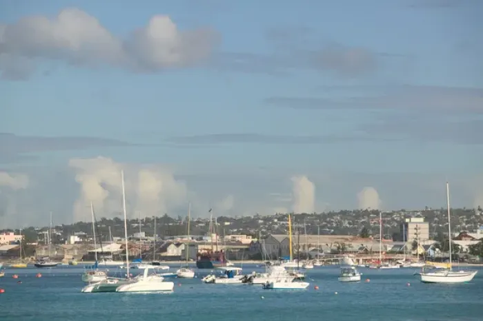 Framed Print : BARBADOS, Bridgetown, Town View along Carlisle Bay, Morning