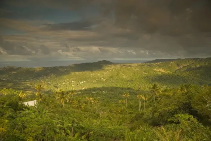 Framed Print : BARBADOS-Inland- Mount Hillaby: Late Afternoon from Barbados Highest Mountain