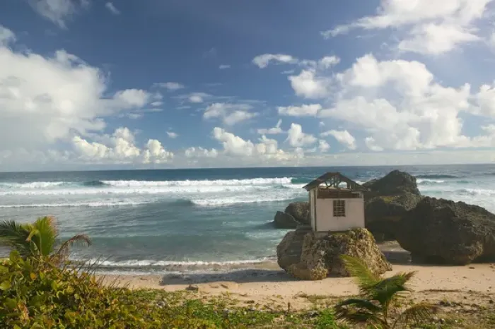 Framed Print : BARBADOS, North East Coast, Bathsheba, View of Soup Bowl Beach, Prime Barbados Surfing