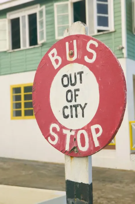 Framed Print : BARBADOS, North East Coast, Bathsheba, Bus stop sign