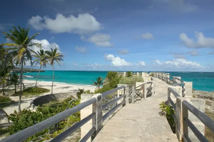 Framed Print : BARBADOS, South East Coast, Long Bay, Harrismith Beach walkway