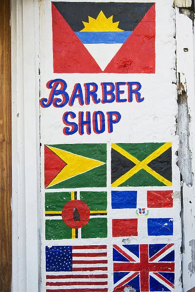 Barber Shop Sign, Old City, St. Johns, Antigua, West Indies, Caribbean, Central