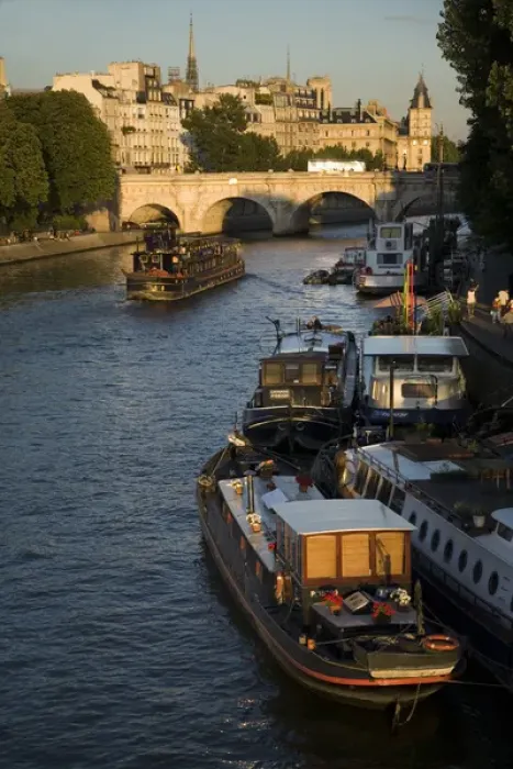 Framed Print : Barges on the Seine, Pont Neuf, Ile de la Cite, Paris, France Framed Print : Barges on the Seine, Pont Neuf, Ile de la Cite, Paris, France