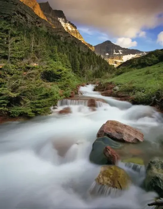 Framed Print : Baring Creek with going to the Sun mountain in Glacier National Park in Montana