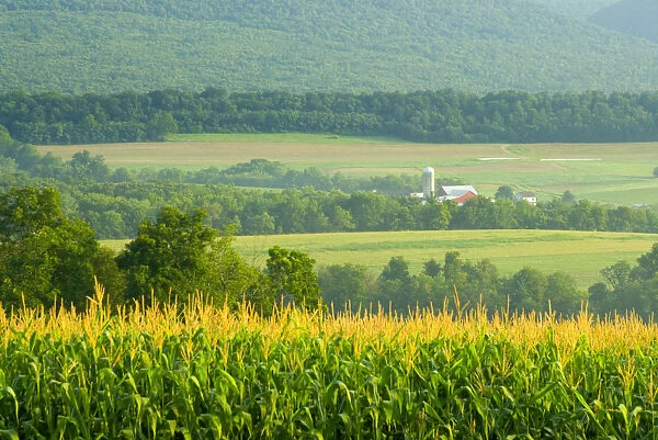 Barn and surrounding farm fields in Pennsylvania countryside