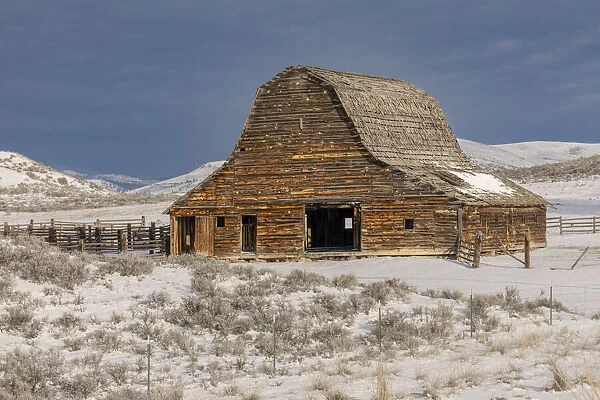 Barn in winter, Montana